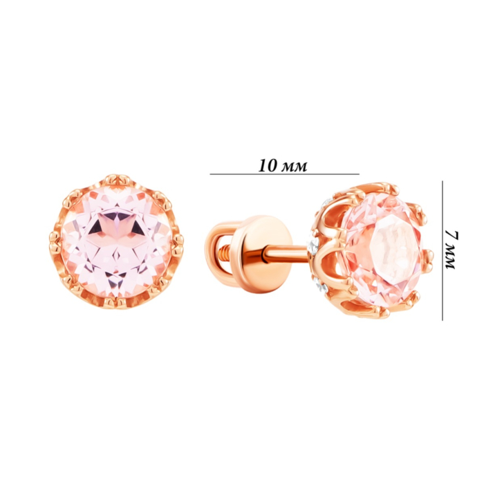 Золоті пусети з нано морганітом та фіанітами. Артикул UG5210592910113мнс