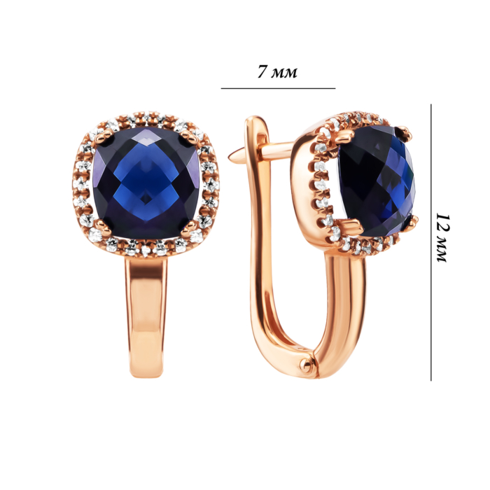 Золоті сережки із сапфірами та фіанітами. Артикул UG5219154510106сс