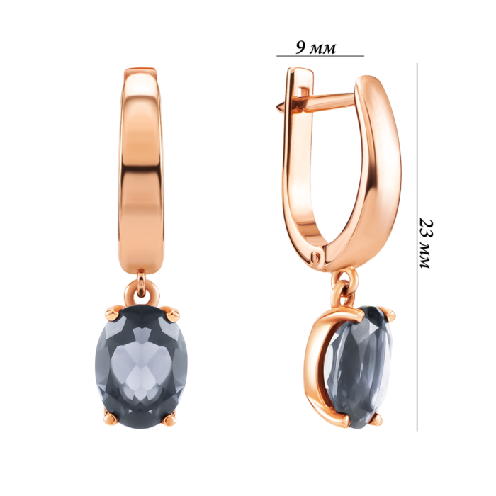 Золотые серьги-подвески со шпинелем нано. Артикул UG5219202010112шнс