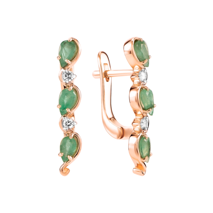 Золоті сережки зі смарагдами і діамантами. Артикул UG523483EMD