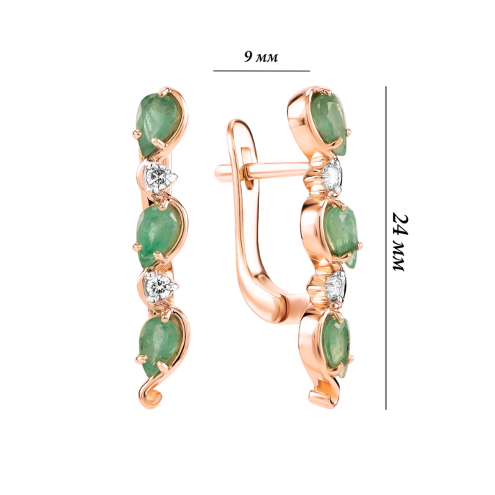 Золоті сережки зі смарагдами і діамантами. Артикул UG523483EMD