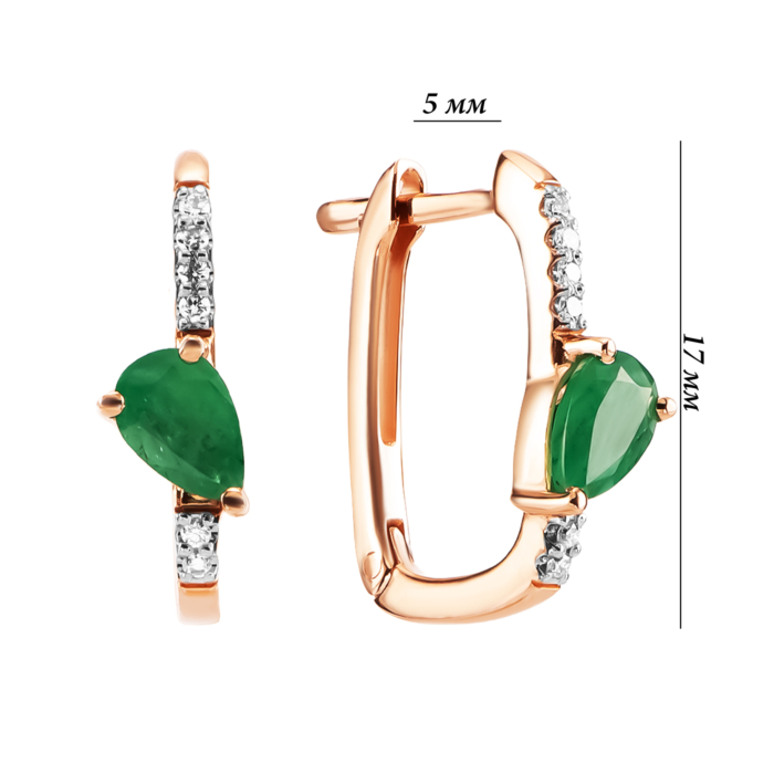 Золотые серьги с изумрудом и бриллиантами. Артикул UG523504EMD