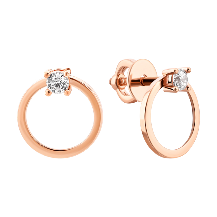 Золотые пуссеты с фианитами.Артикул UG5110656