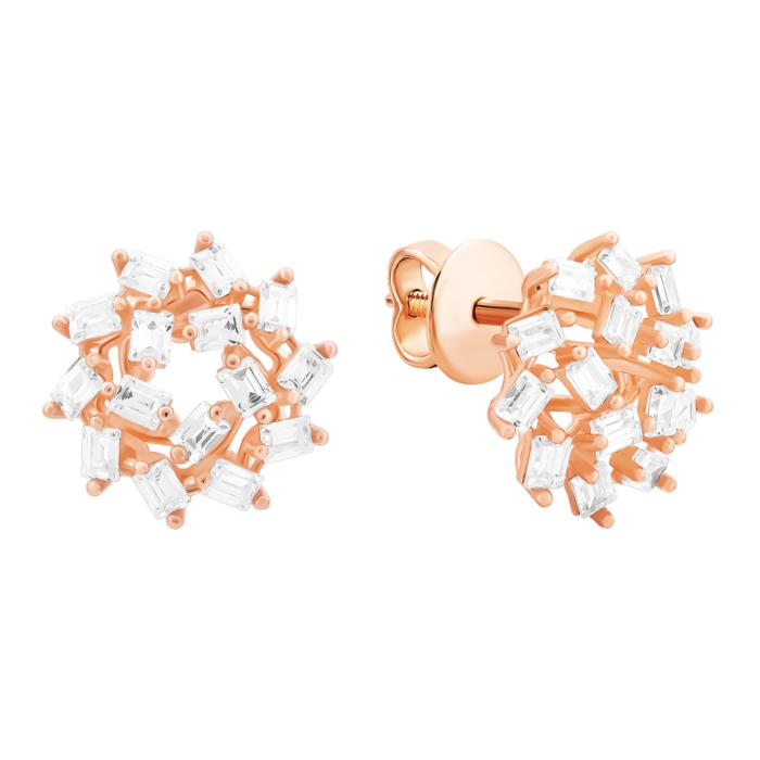 Золоті пусети з фіанітами.Артикул UG52/50/346