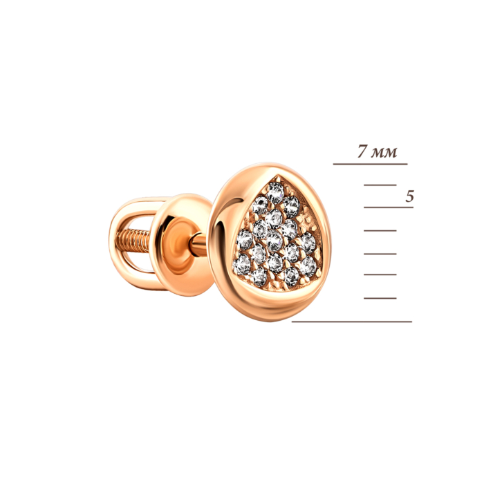 Золотые пуссеты с фианитами.Артикул UG5210682710101