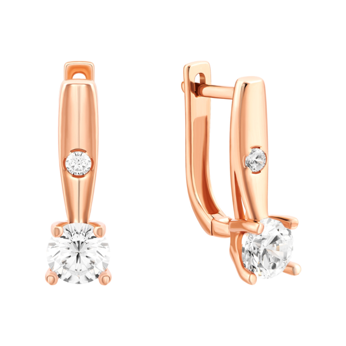 Золотые серьги с фианитами.Артикул UG52111020301