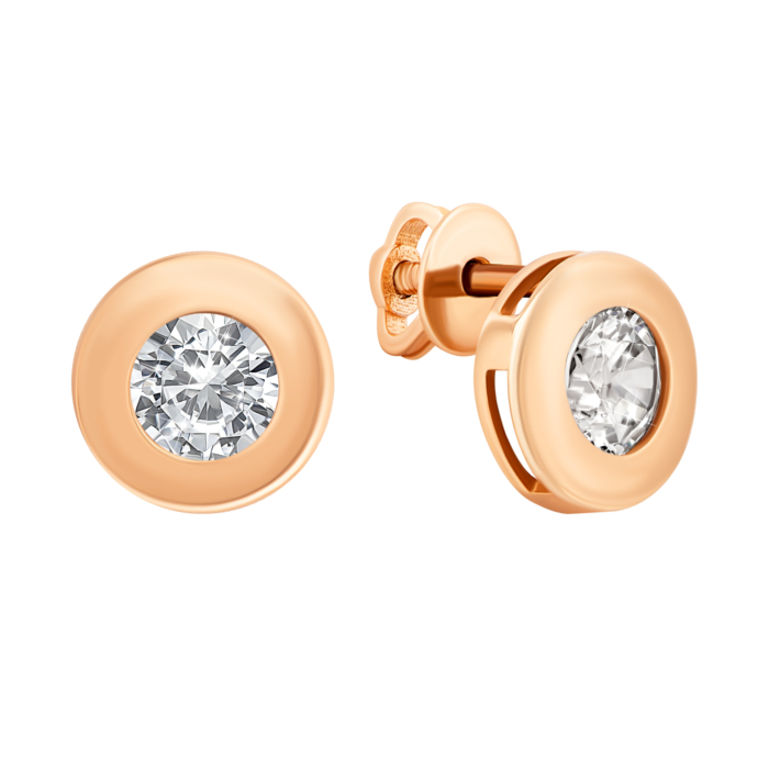 Золоті пусети з фіанітами.Артикул UG52111020701