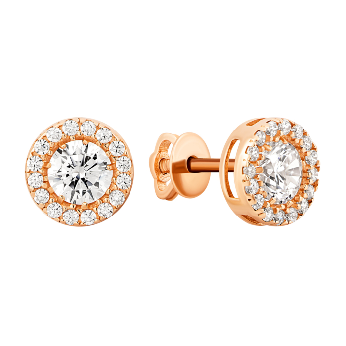 Золоті пусети з фіанітами.Артикул UG52111020801