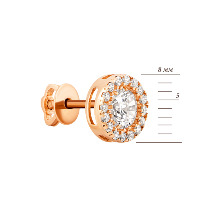 Золоті пусети з фіанітами.Артикул UG52111020801