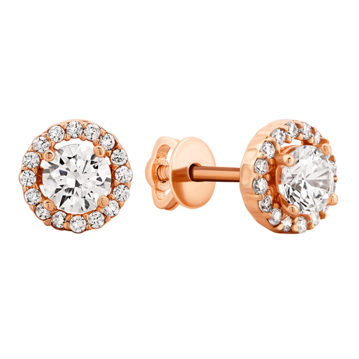 Золоті пусети з фіанітами.Артикул UG52111022501