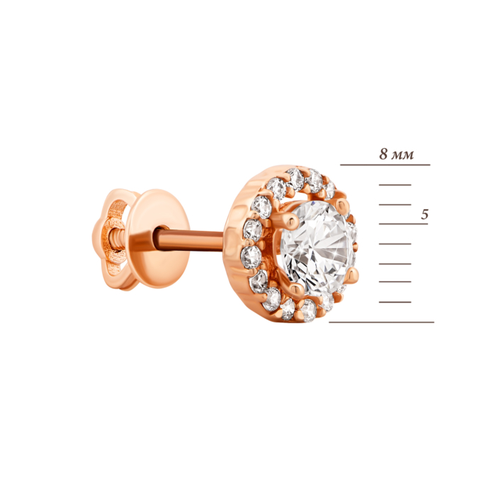 Золоті пусети з фіанітами.Артикул UG52111022501