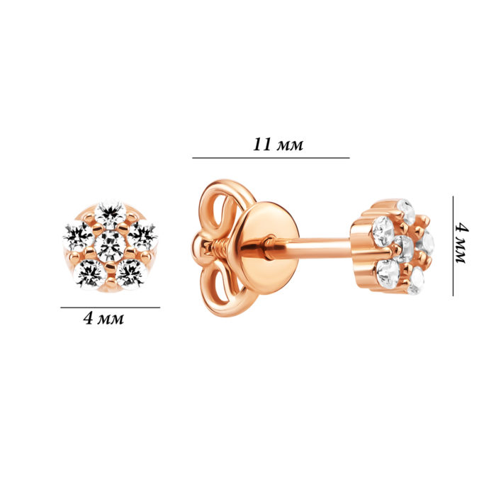 Золоті пусети з фіанітами. Артикул UG52111039101
