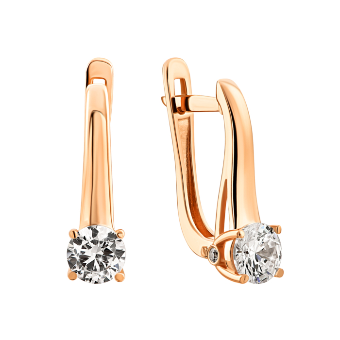 Золоті сережки з фіанітами.Артикул UG5213141