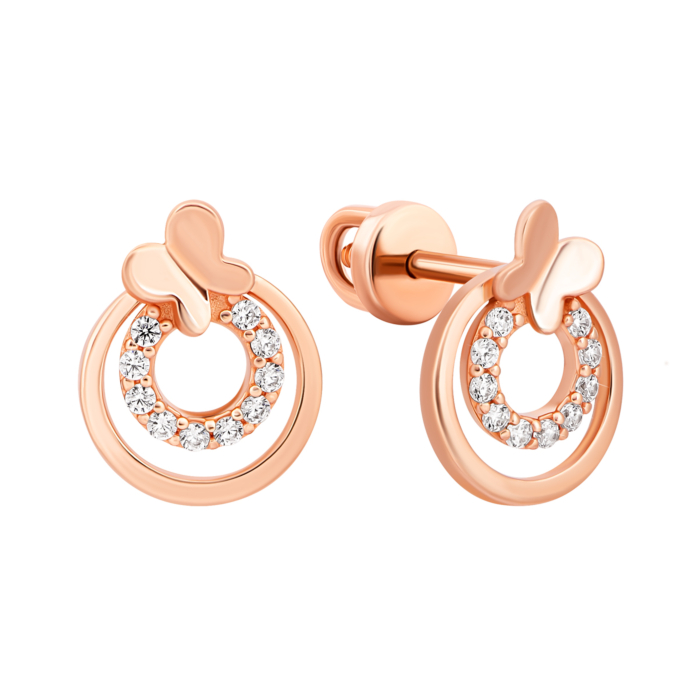 Золоті пусети з фіанітами.Артикул UG5219202910101