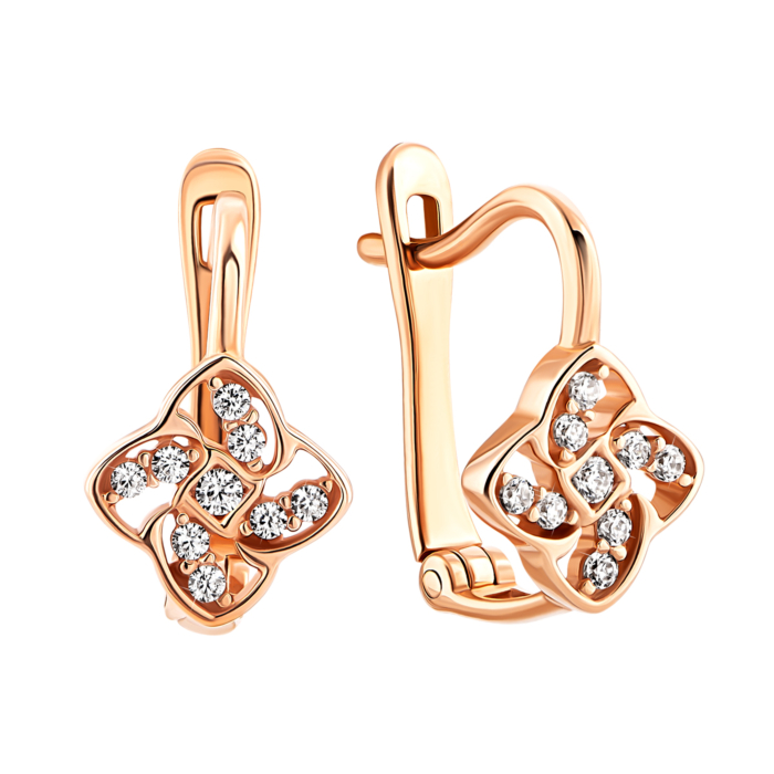 Золотые серьги с фианитами.Артикул UG5с126