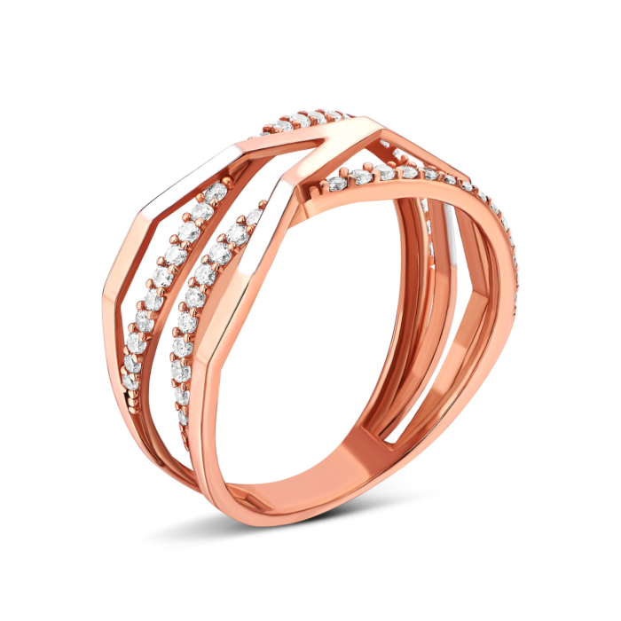 Золота каблучка з фіанітами.Артикул UG51/101/037