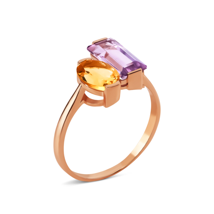 Золота каблучка з міксом напівдорогоцінного каміння.Артикул UG51111024801