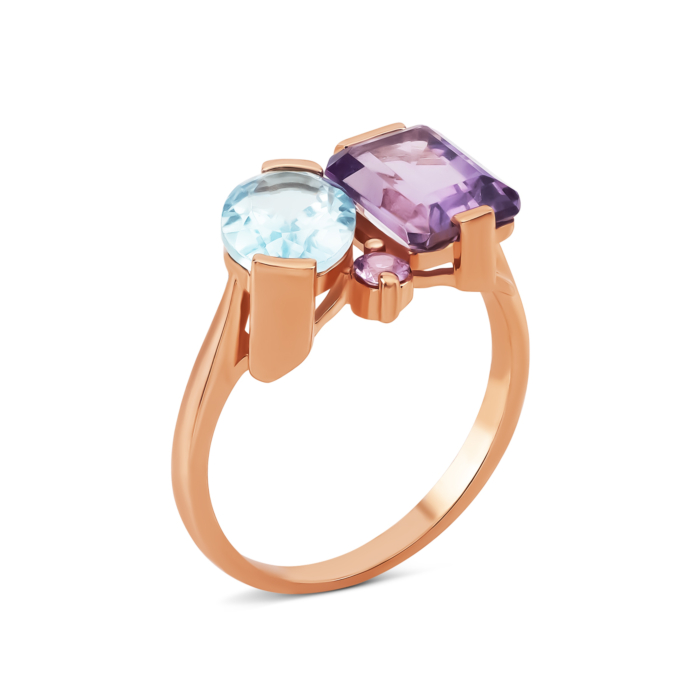 Золота каблучка з міксом напівдорогоцінного каміння.Артикул UG51111024901