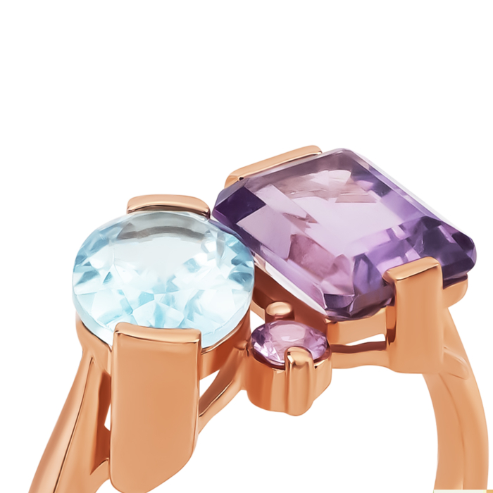 Золота каблучка з міксом напівдорогоцінного каміння.Артикул UG51111024901