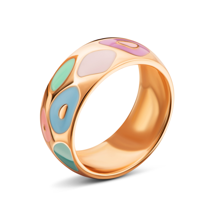 Золота каблучка з емаллю.Артикул UG51/101/088