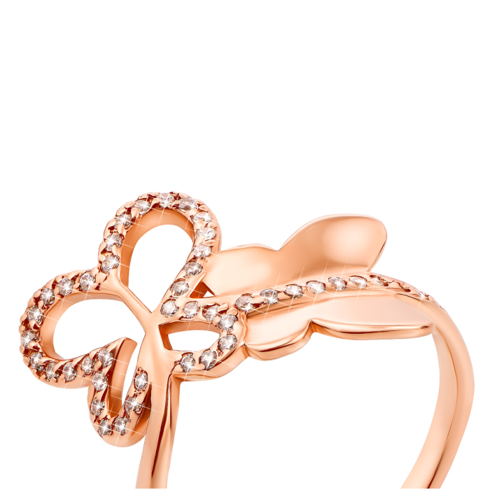 Золотое кольцо Бабочки с фианитами (12116)