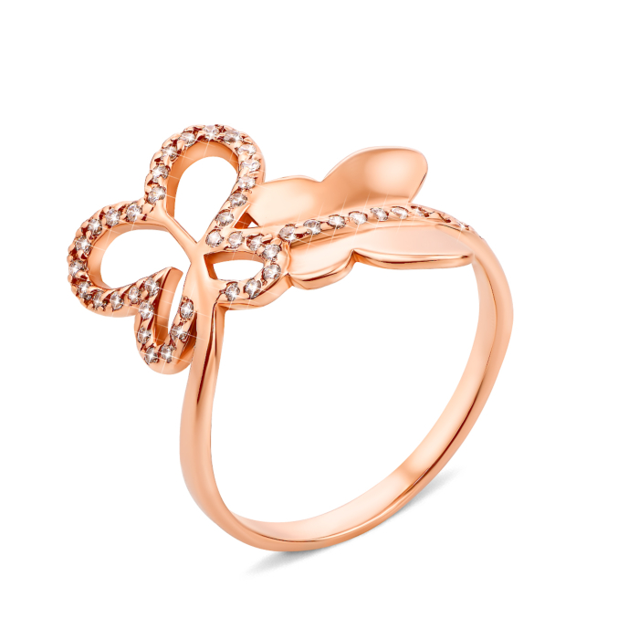 Золотое кольцо Бабочки с фианитами (12116)