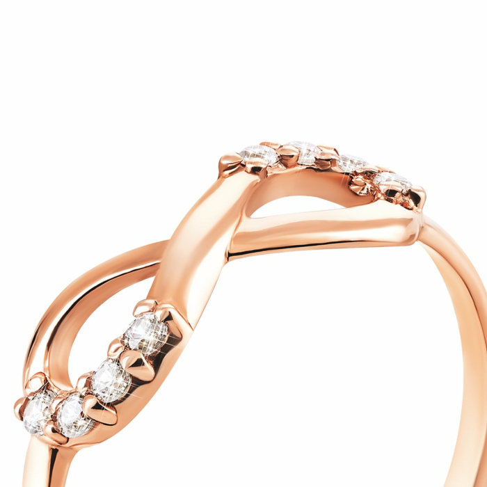 Золота каблучка Безмежність з фіанітами. Артикул UG5КВ532и