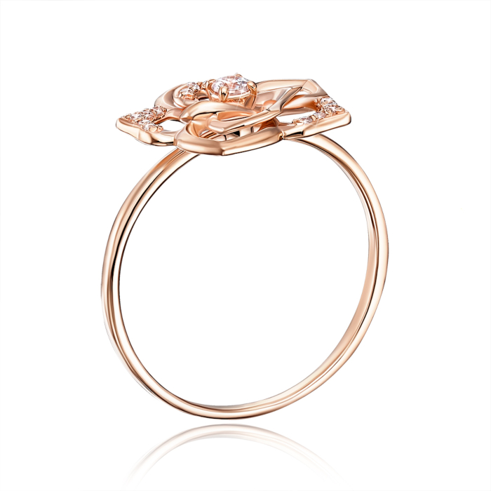 Золотое кольцо «Цветок» с фианитами. Артикул 13463/01/0/1870