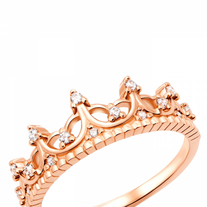 Золотое кольцо «Корона» с фианитами. Артикул 13186/01/0/36