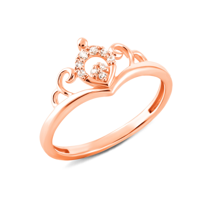 Золотое кольцо Корона с фианитами. Артикул UG5700257