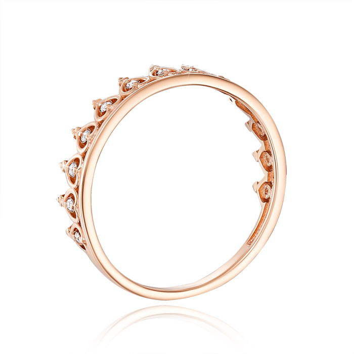 Золотое кольцо «Корона» с фианитами. Артикул 13421/01/0/1