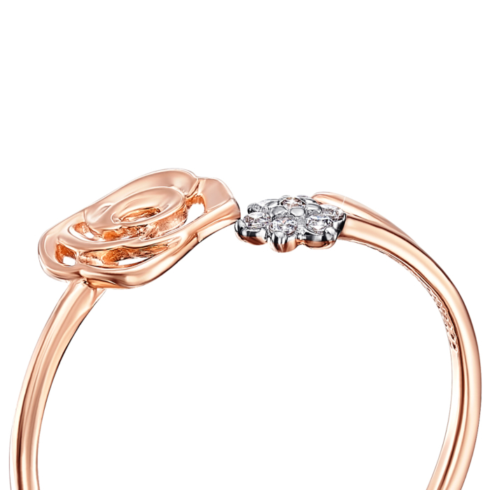 Золота каблучка «Роза» з фіанітами. Артикул 13401/01/1/1