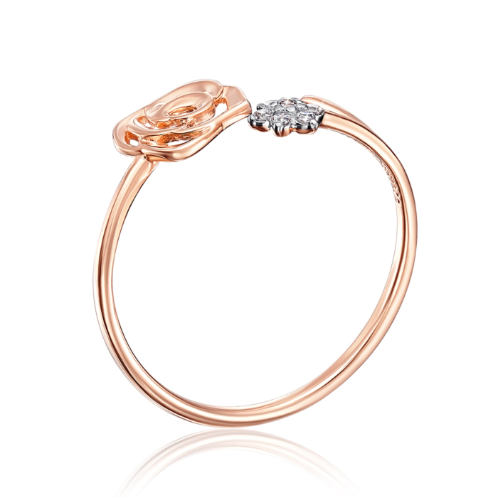 Золота каблучка «Роза» з фіанітами. Артикул 13401/01/1/1