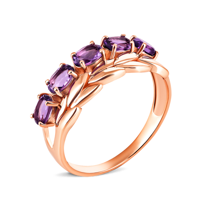 Золота каблучка з аметистом. Артикул UG5к658ам
