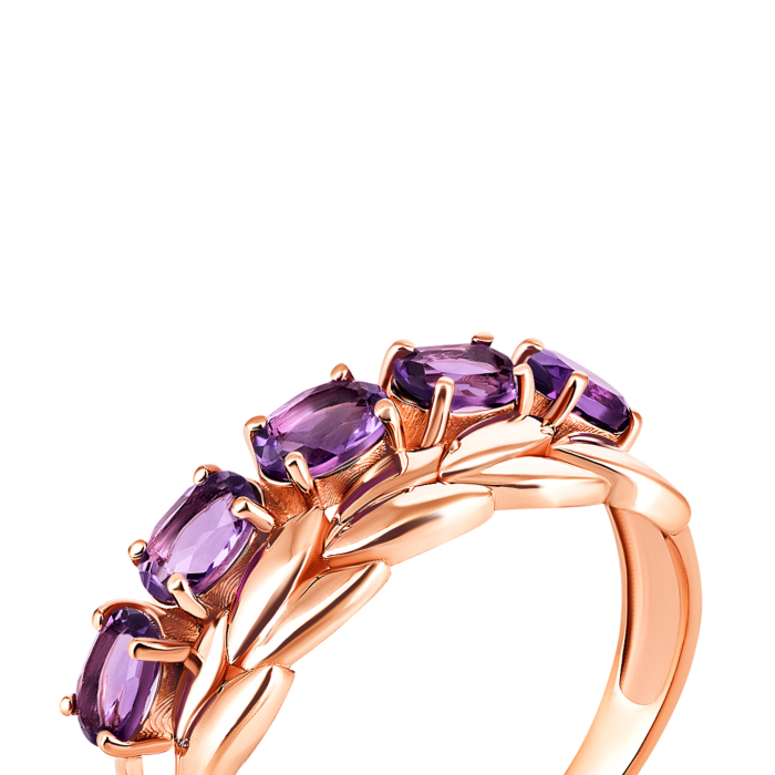 Золота каблучка з аметистом. Артикул UG5к658ам