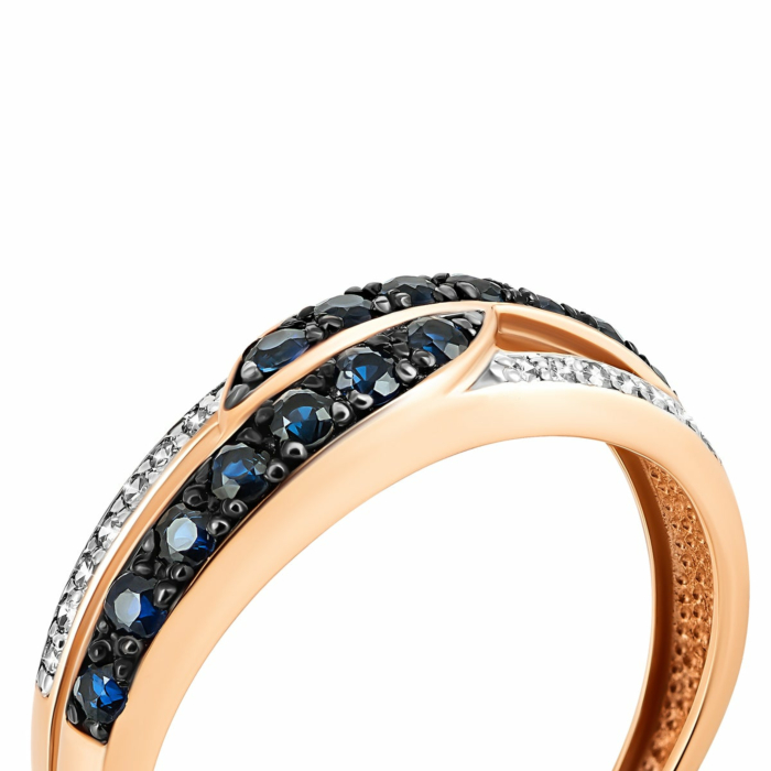 Золота каблучка з діамантами і сапфірами. Артикул UG553542/01/1/10259