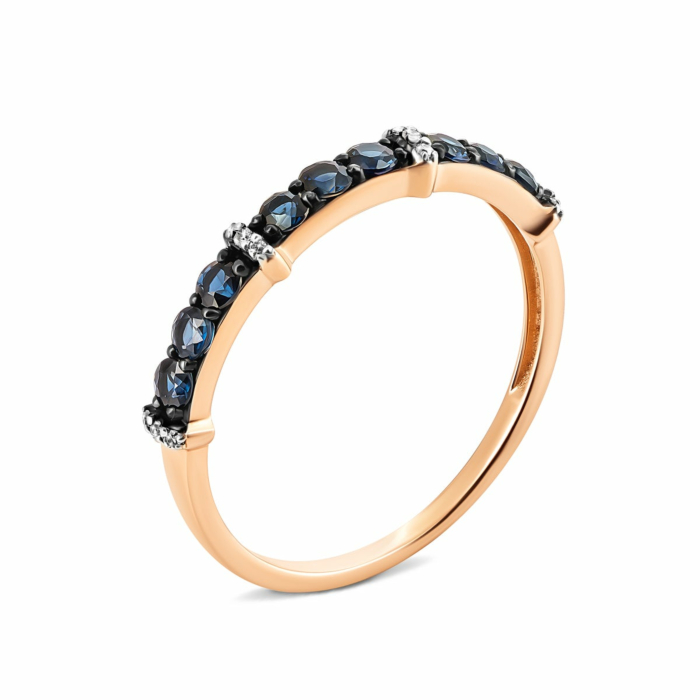 Золота каблучка з діамантами і сапфірами. Артикул UG553585/01/1/10380