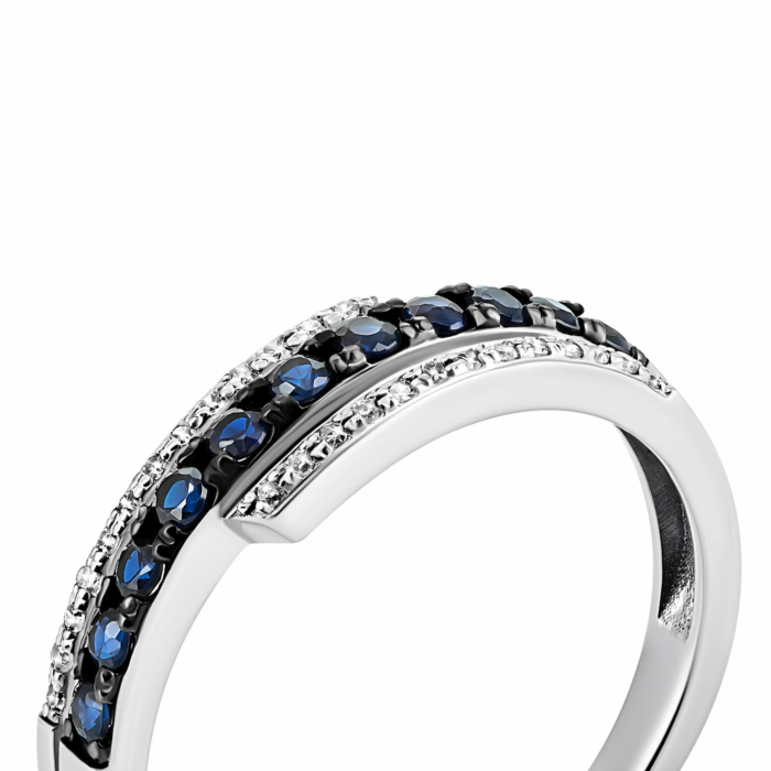 Золота каблучка з діамантами і сапфірами. Артикул UG553590/02/1/10356