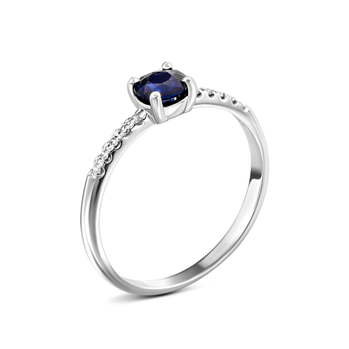 Золотое кольцо с бриллиантами и сапфиром.Артикул UG512263/1SAPH