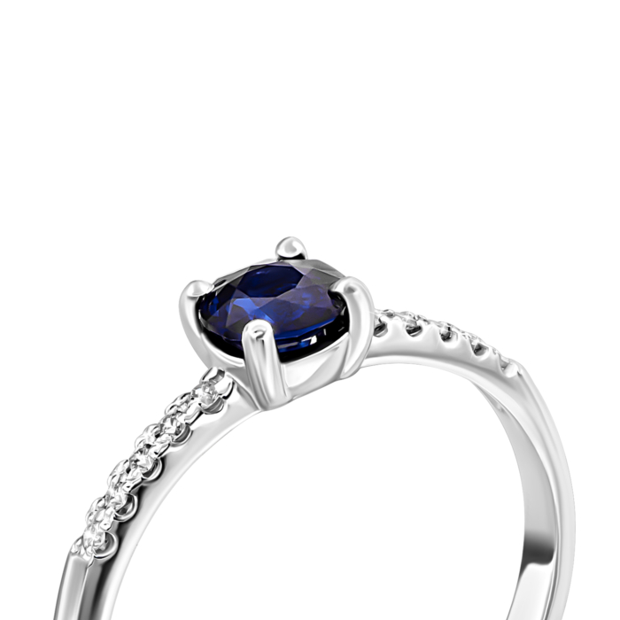 Золотое кольцо с бриллиантами и сапфиром.Артикул UG512263/1SAPH