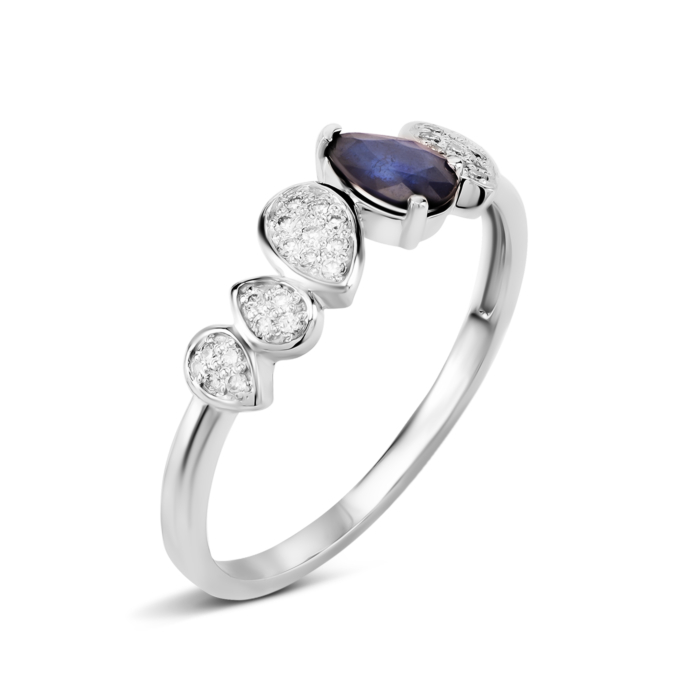 Золотое кольцо с бриллиантами и сапфиром. Артикул UG512665/1SAPH