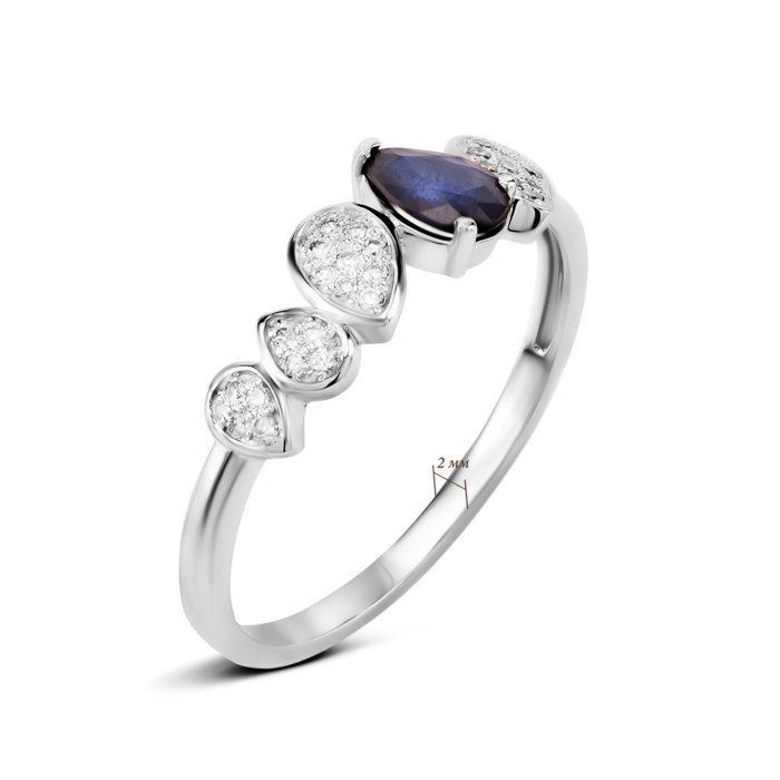 Золотое кольцо с бриллиантами и сапфиром. Артикул UG512665/1SAPH