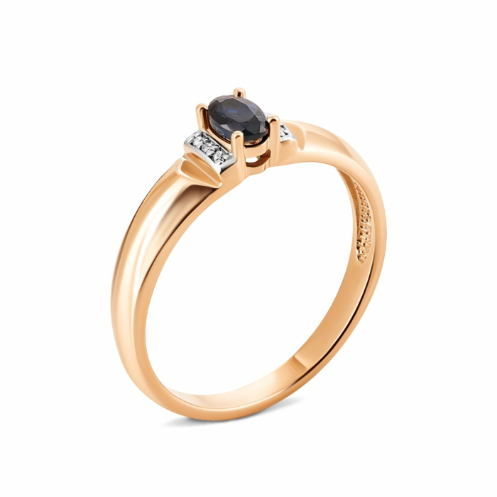 Золотое кольцо с бриллиантами и сапфиром. Артикул UG553482/01/1/8051