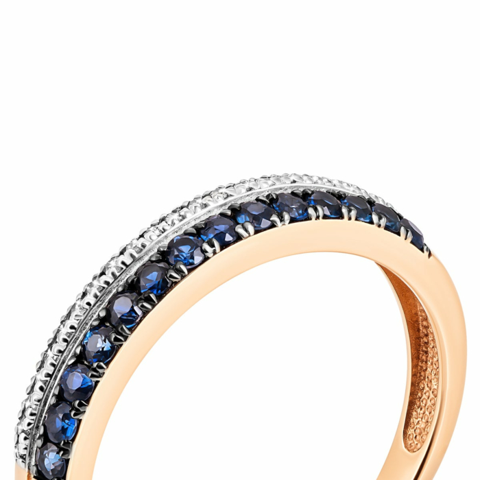 Золотое кольцо с бриллиантами и сапфирами. Артикул UG553506/01/1/8291