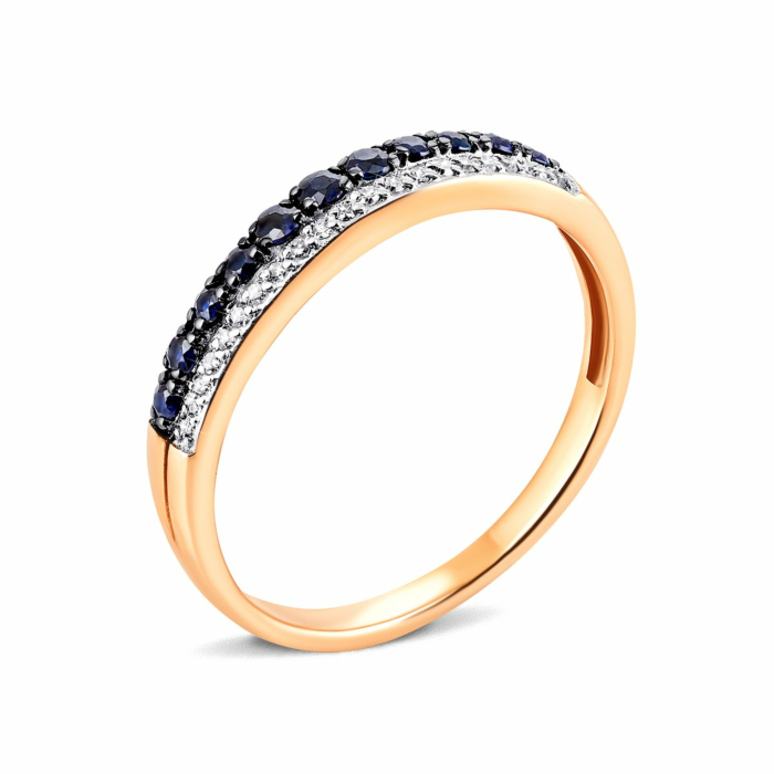 Золотое кольцо с бриллиантами и сапфиром. Артикул UG553541/01/1/10270