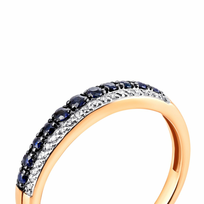 Золотое кольцо с бриллиантами и сапфиром. Артикул UG553541/01/1/10270