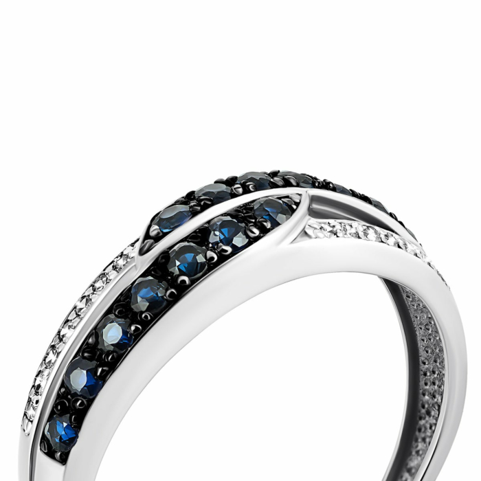 Золотое кольцо с бриллиантами и сапфирами. Артикул UG553542/02/1/10259