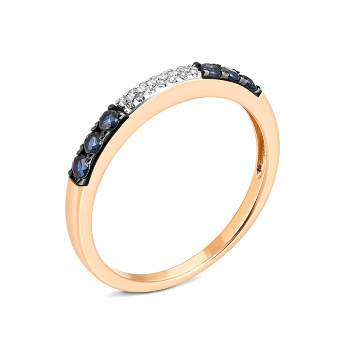 Золотое кольцо с бриллиантами и сапфирами. Артикул UG553586/01/1/8120