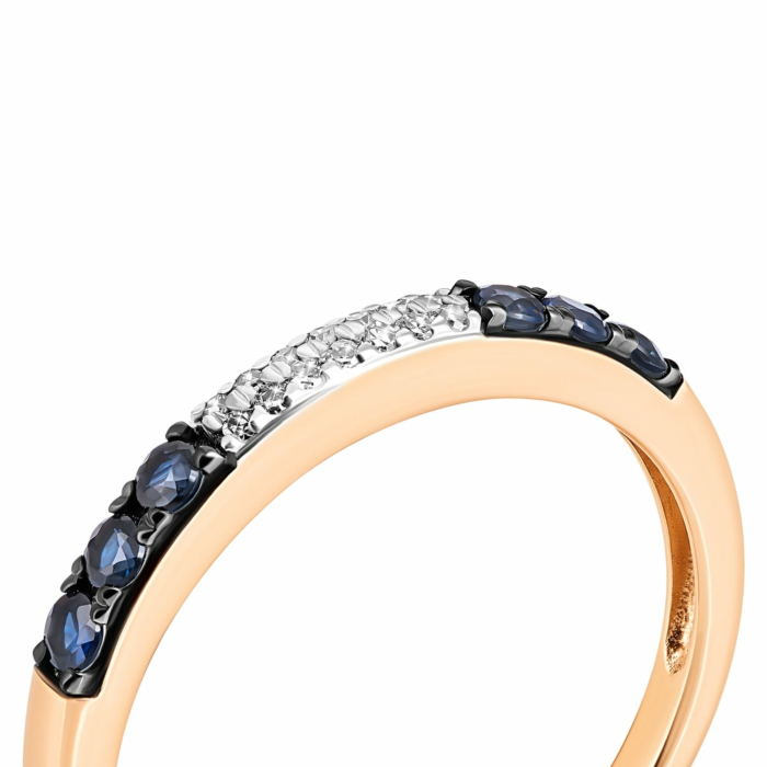 Золотое кольцо с бриллиантами и сапфирами. Артикул UG553586/01/1/8120