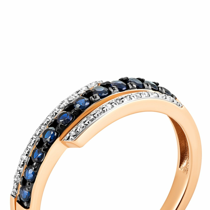 Золотое кольцо с бриллиантами и сапфирами. Артикул UG553590/01/1/10356